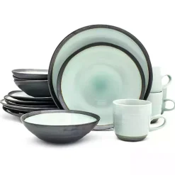 Best Kirklands Home Turquoise and Black Ceramic 16-pc. Dinnerware Set