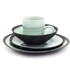 Best Kirklands Home Turquoise and Black Ceramic 16-pc. Dinnerware Set