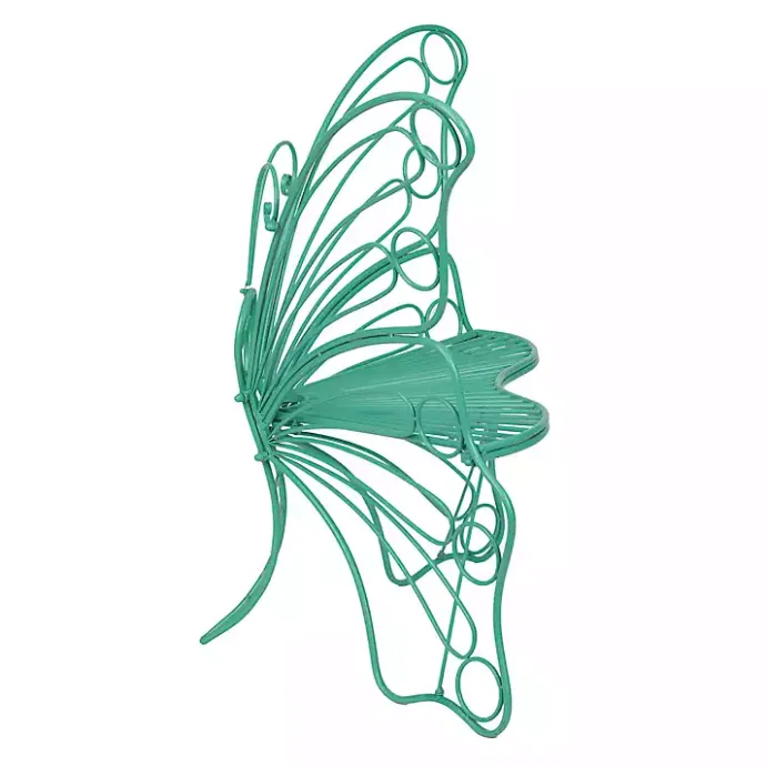 Discount Kirklands Home Turquoise Butterfly Metal Chair Blue