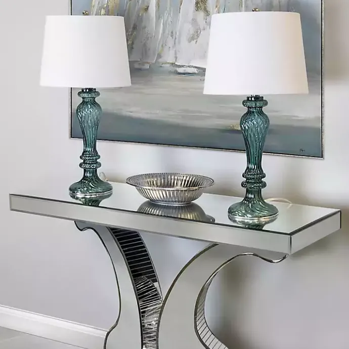 Clearance Kirklands Home Turquoise Glass Table Lamps, Set of 2 White