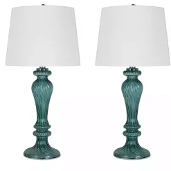 Clearance Kirklands Home Turquoise Glass Table Lamps, Set of 2 White