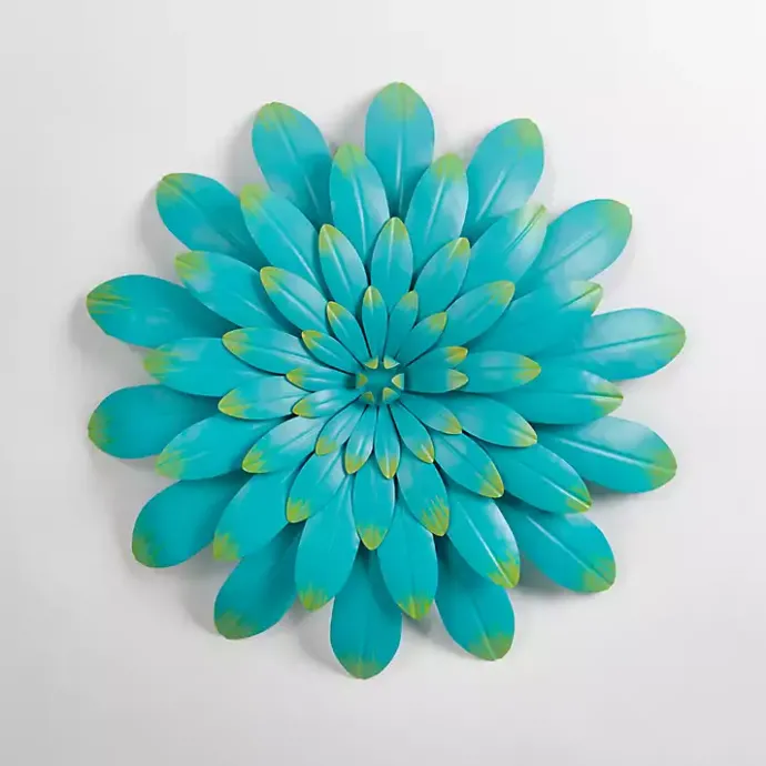 Best Kirklands Home Turquoise Metal Flower Outdoor Wall Plaque Blue