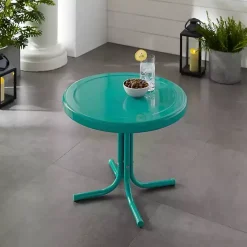 Discount Kirklands Home Turquoise Metal Outdoor Side Table Blue