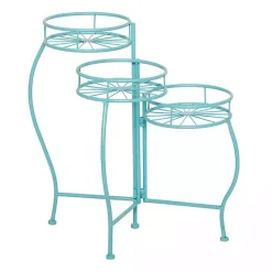 Best Kirklands Home Turquoise Metal Starburst 3-Tier Plant Stand Blue