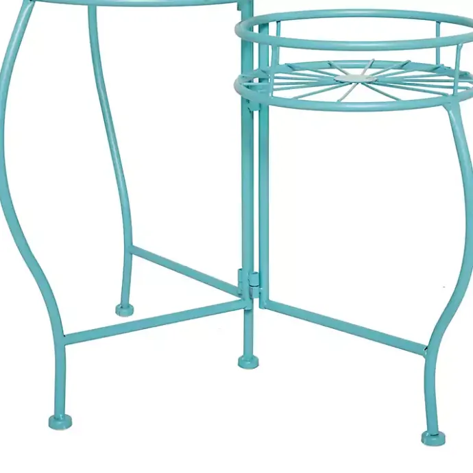 Best Kirklands Home Turquoise Metal Starburst 3-Tier Plant Stand Blue