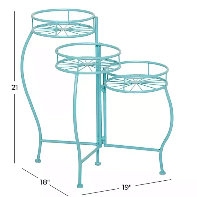 Best Kirklands Home Turquoise Metal Starburst 3-Tier Plant Stand Blue