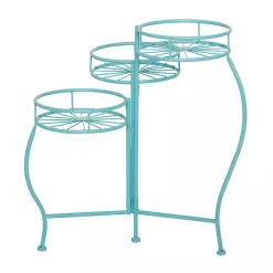 Best Kirklands Home Turquoise Metal Starburst 3-Tier Plant Stand Blue