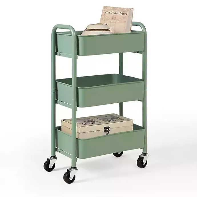 Best Kirklands Home Turquoise Metal 3-Tier Organizer Storage Cart