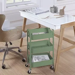 Best Kirklands Home Turquoise Metal 3-Tier Organizer Storage Cart