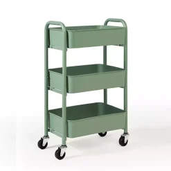 Best Kirklands Home Turquoise Metal 3-Tier Organizer Storage Cart