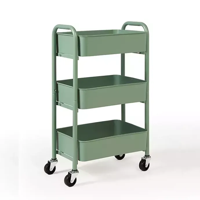 Best Kirklands Home Turquoise Metal 3-Tier Organizer Storage Cart