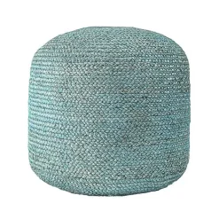 Sale Kirklands Home Turquoise Neely Jute Braided Pouf Blue