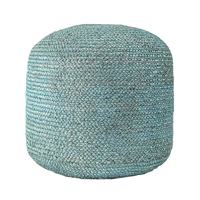 Sale Kirklands Home Turquoise Neely Jute Braided Pouf Blue