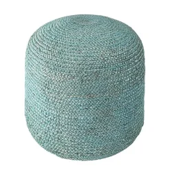 Sale Kirklands Home Turquoise Neely Jute Braided Pouf Blue