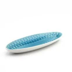 Clearance Kirklands Home Turquoise Peacock Reactive Print Oval Platter
