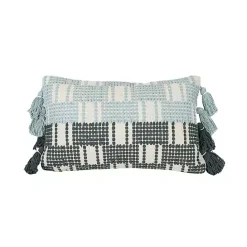 Outlet Kirklands Home Turquoise Plaid Tassel Lumbar Pillow