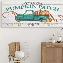 Best Kirklands Home Turquoise Pumpkin Truck Canvas Wall Art