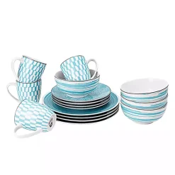 New Kirklands Home Turquoise Stoneware 16-pc. Dinnerware Set Blue