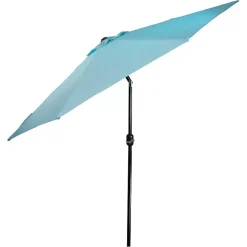 Hot Kirklands Home Turquoise Tilt Hand Crank Outdoor Umbrella Blue