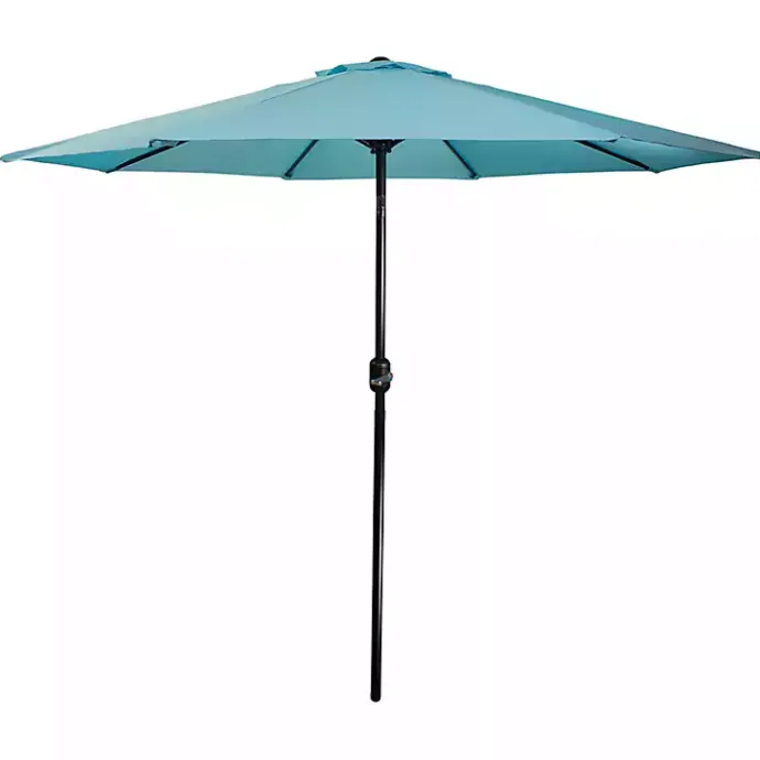 Hot Kirklands Home Turquoise Tilt Hand Crank Outdoor Umbrella Blue
