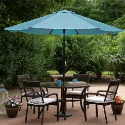 Hot Kirklands Home Turquoise Tilt Hand Crank Outdoor Umbrella Blue