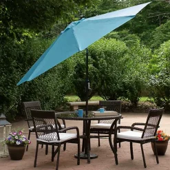 Hot Kirklands Home Turquoise Tilt Hand Crank Outdoor Umbrella Blue