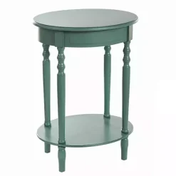Online Kirklands Home Turquoise Wood Oval Emily Accent Table Blue