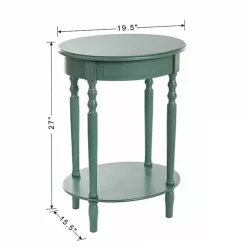 Online Kirklands Home Turquoise Wood Oval Emily Accent Table Blue