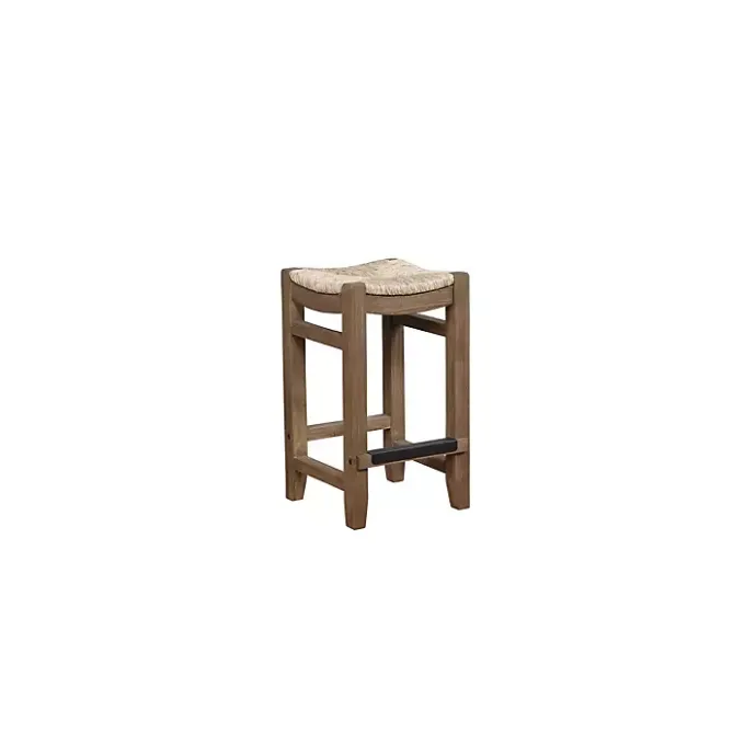 Outlet Kirklands Home Twisted Seagrass and Wood Counter Stools, Set of 2 Tan