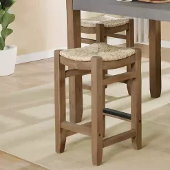 Outlet Kirklands Home Twisted Seagrass and Wood Counter Stools, Set of 2 Tan