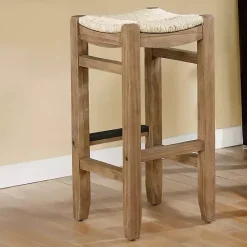 Kirklands Home Twisted Seagrass and Wood Bar Stool Tan