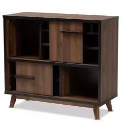 Outlet Kirklands Home Two Tone Walnut Wood Wine Storage Cabinet