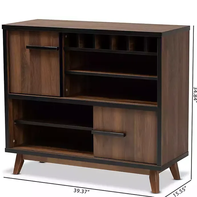 Outlet Kirklands Home Two Tone Walnut Wood Wine Storage Cabinet