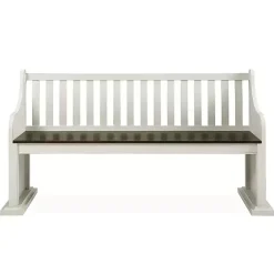 Outlet Kirklands Home Two-Tone Dark Oak and Ivory High Back Wooden Bench White
