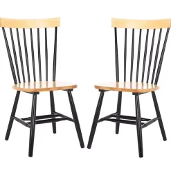 Hot Kirklands Home Two-Tone Parker Spindle Dining Chairs, Set of 2 Black