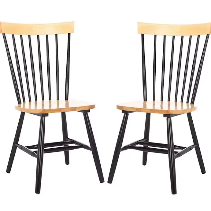 Hot Kirklands Home Two-Tone Parker Spindle Dining Chairs, Set of 2 Black