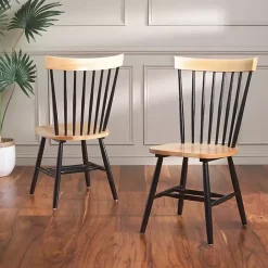 Hot Kirklands Home Two-Tone Parker Spindle Dining Chairs, Set of 2 Black