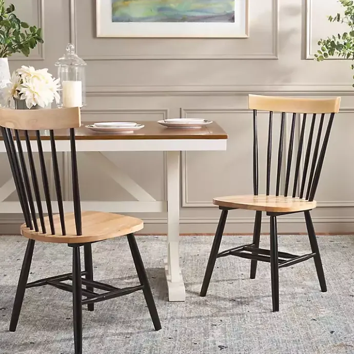 Hot Kirklands Home Two-Tone Parker Spindle Dining Chairs, Set of 2 Black