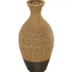 Kirklands Home Two-Toned Natural Seagrass Floor Vase, 21 in.