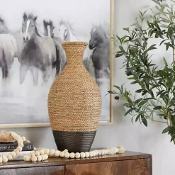 Kirklands Home Two-Toned Natural Seagrass Floor Vase, 21 in.