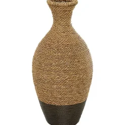 Kirklands Home Two-Toned Natural Seagrass Floor Vase, 21 in.