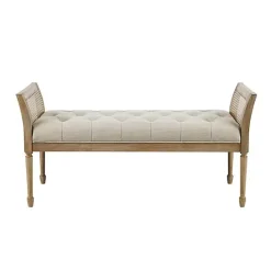 Sale Kirklands Home Upholstered Cane Martha Stewart Isla Bench Tan