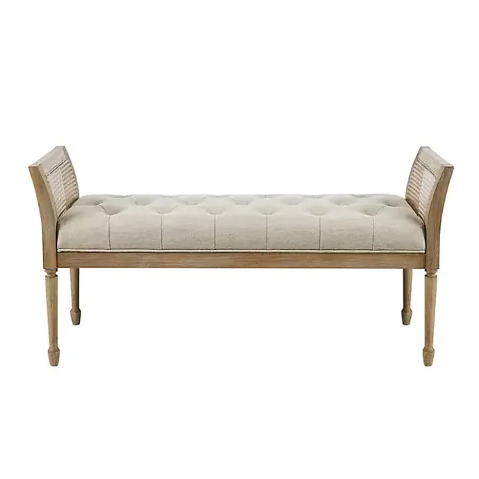 Sale Kirklands Home Upholstered Cane Martha Stewart Isla Bench Tan