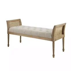 Sale Kirklands Home Upholstered Cane Martha Stewart Isla Bench Tan