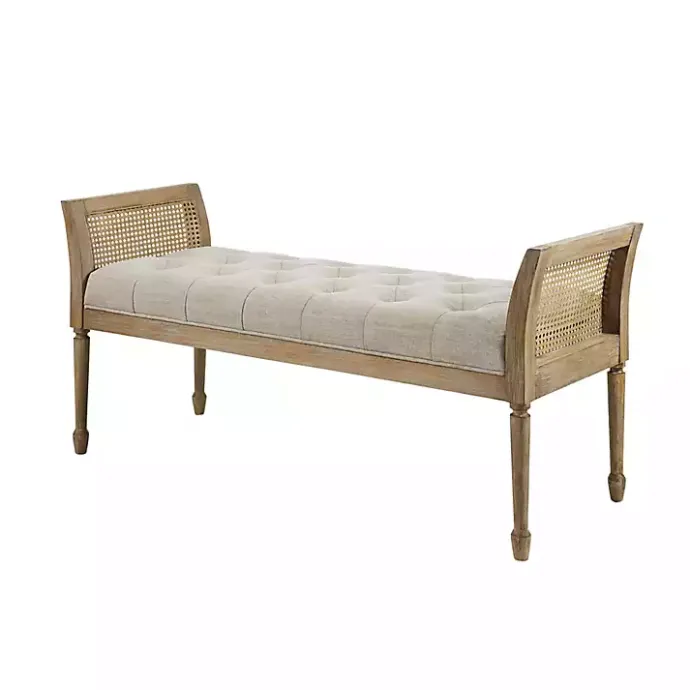 Sale Kirklands Home Upholstered Cane Martha Stewart Isla Bench Tan