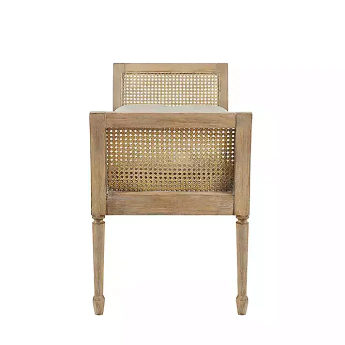 Sale Kirklands Home Upholstered Cane Martha Stewart Isla Bench Tan