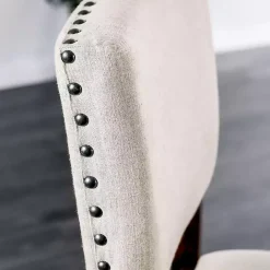 Best Kirklands Home Upholstered Cherry Finish Counter Stools, Set of 2 Ivory