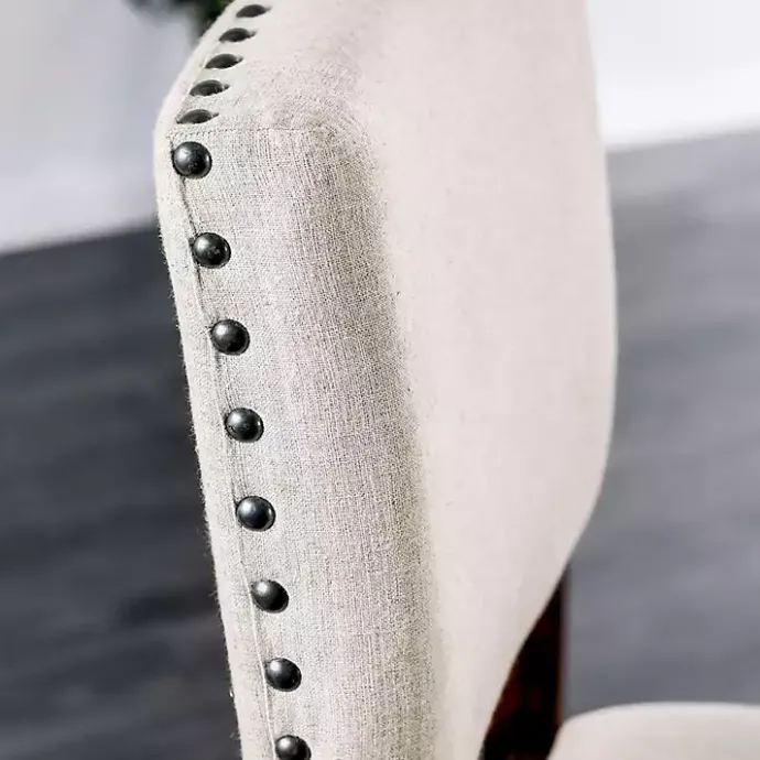 Best Kirklands Home Upholstered Cherry Finish Counter Stools, Set of 2 Ivory