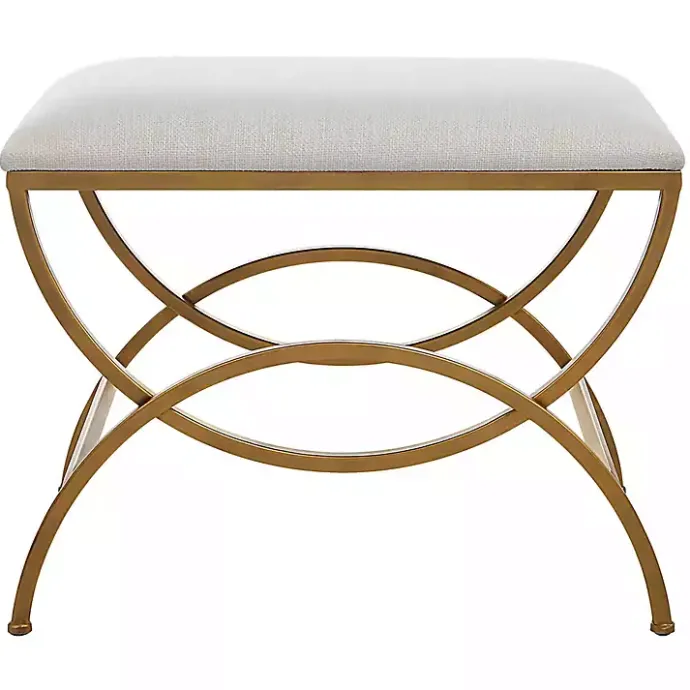 Best Kirklands Home Upholstered Gold Metal Arched Frame Bench White