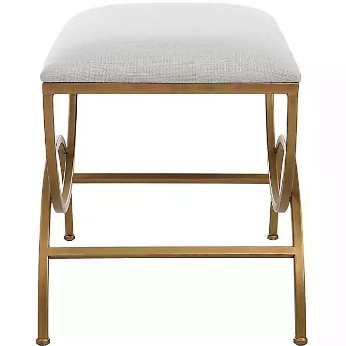 Best Kirklands Home Upholstered Gold Metal Arched Frame Bench White